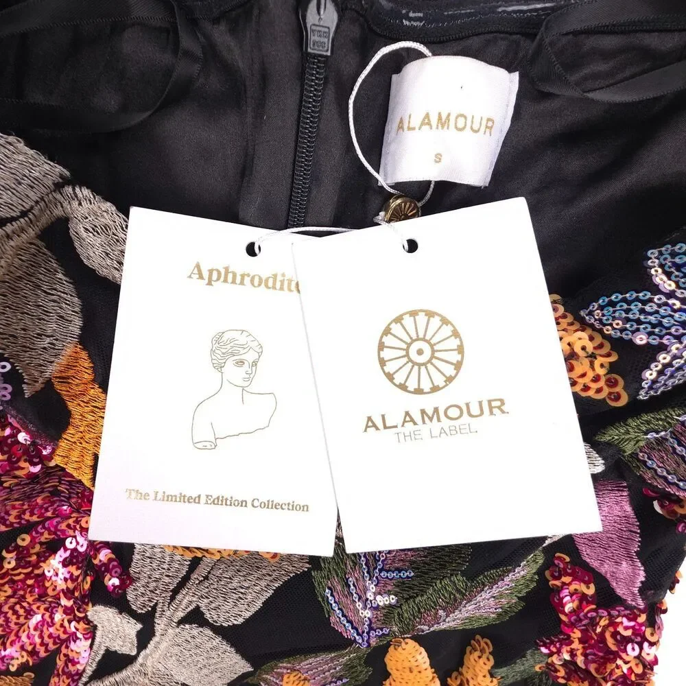 NWT Alamour The Label Flora Sequin Midi Dress Coquette Coconut Resort Maximalist - Picture 9 of 9